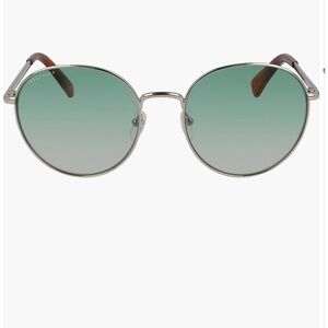 Longchamp 56mm Round Gold Metal Frame with Green Gradient Lens Sunglasses